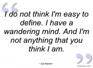 do not think I'm easy to define