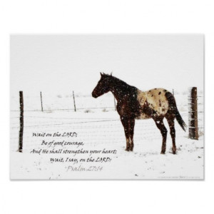 Winter Horse and Bible Verse Inspirational Poster
