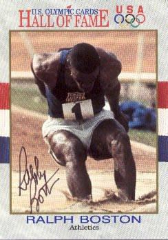 Ralph Boston autographed USA Gold Medal Olympic trading card Long