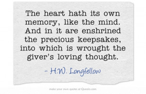 The heart hath its own memory, like the mind. And in it are enshrined ...