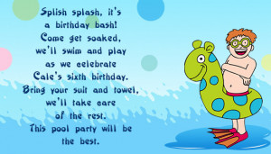 Swimming party birthday invite card