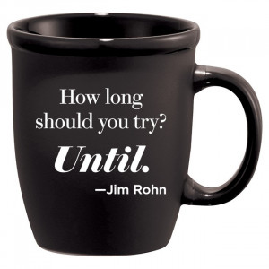 Jim Rohn Black Coffee Mug with Quote