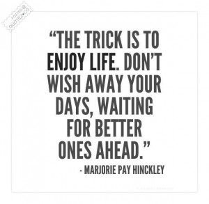 The trick is to enjoy life quote