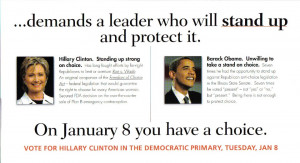 ... Emphasizes Pro-Choice Record As Clinton Questions 'Present' Votes