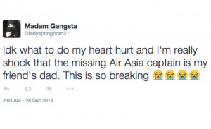 One of the tweets about Air Asia came from the friends of the plane's ...