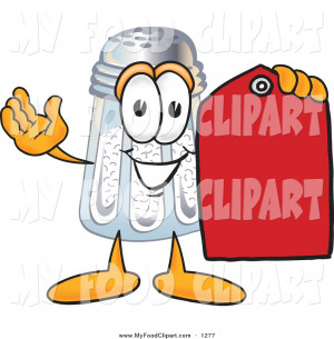 cartoon clipart illustration salt shaker holding a price tag