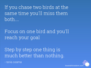 ... Focus on one bird and you'll reach your goal Step by step one thing is