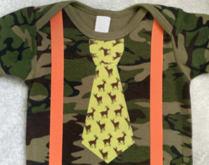 Baby Boy Clothes - Camo and Orange Birthday Outfit - Camouflage ...