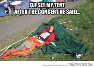 Funny photos funny guy sleeping concert tent