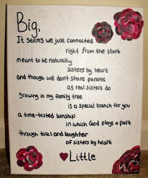 Sisters by Heart Sorority Big/Little Poem Canvas