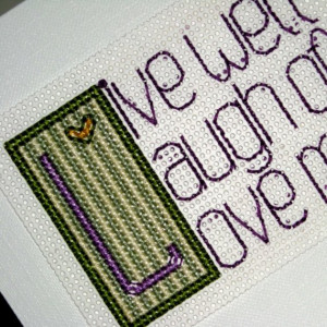 Live Well - Live Laugh Love Quotes Handmade Cross Stitched card