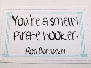 Anchorman movie quote card. You're a smelly pirate by sewdandee, $6.00
