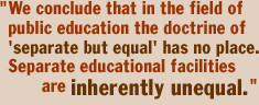 ... equal has no place. Separate educational facilities are inherently