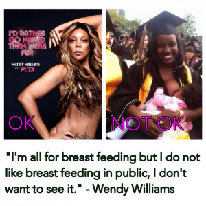 Wendy Williams PETA ad of herself and her quote, (R) Karlesha ...