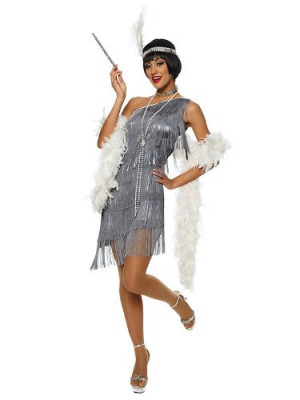 Dazzling Dark Grey Womens Flapper Costume Size Small