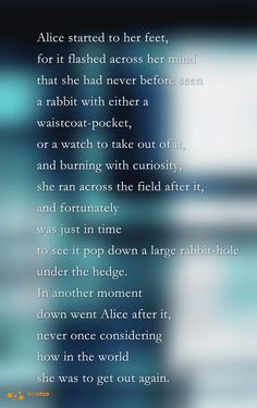 Alice in Wonderland |down the rabbit-hole# C S Lewis# Alice# rabbit ...
