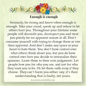 Lessons Learned in Life | Know when enough is enough.