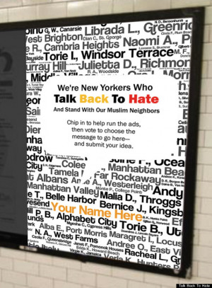 Talk Back To Hate' Campaign Targets Pamela Geller's Anti-Muslim NYC ...