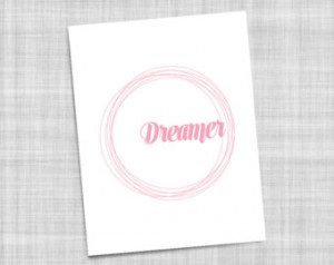 Dreamer, Art Print, Typography, Typographic Print, Pink Wall Art ...