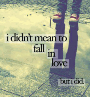 mean to fall in love with you, but I did. You didn't mean to hurt ...