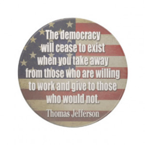 Thomas Jefferson quote - democracy Beverage Coaster