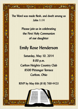 Bible Border First Holy Communion Invitations