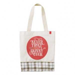 Never Trust A Skinny Cook Funny Quote Zazzle HEART Tote Bag