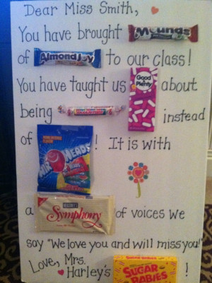 candy bar card for a student teacher who is leaving!: Candy Cards ...