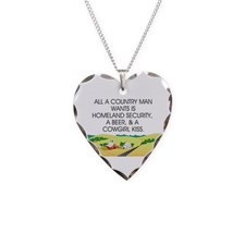 Country Man Slogan Necklace Heart Charm for