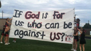 banner made by the Kountze High School cheerleaders which displays a ...