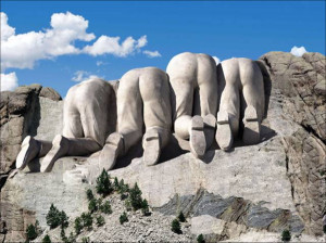 Bizzare Picture of The Back of Mount Rushmore