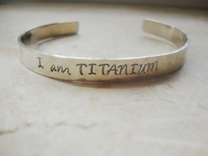 am Titanium strength silver hammered hand stamped cuff bracelet
