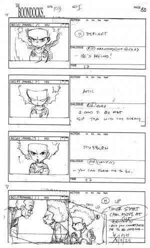 Storyboard Of The Boondocks 1x01 The Garden Party