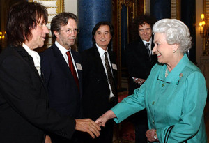 HM The Queen Elizabeth II meets legendary guitarists Jeff Beck,