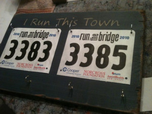 Running Race Bibs Medals Triathlon Marathon Ironman rustic board sign