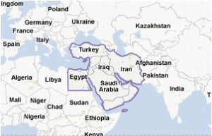 Last time I checked Afganistan, Iraq, and Iran are all in the middle ...