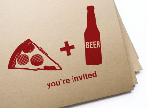 DIY Printable Pizza & Beer Invitation Postcard by girlingearstudio, $ ...