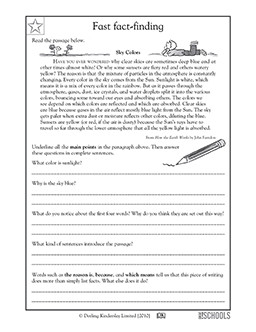 4th grade worksheets reading and writing
