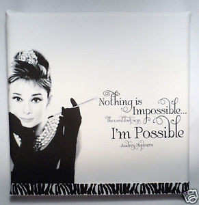 ... Framed Canvas Print, Audrey Hepburn Quote with zebra print ribbon