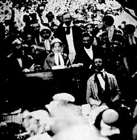 Douglass was one of the speakers (seated, right) at this anti-slavery ...