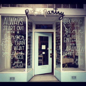 Hand lettering - store front windows.