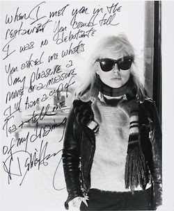 Debbie Harry, autograph manuscript of the first verse of Dreaming ...
