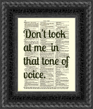 ... Text Art, Vintage Dictionary Page, Dorothy Parker Quote, Tone of Voice