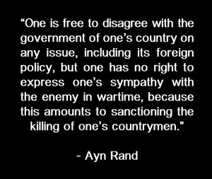 Ayn Rand on Expressing Sympathy for the Enemy in Wartime