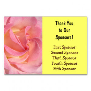 Table Cards Thank You to Our Sponsors Pink Yellow