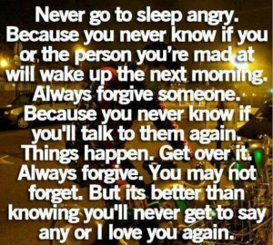 Never go to bed angry