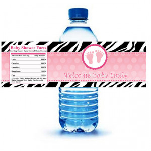 Zebra Feet Water Bottle Labels Wrappers - Birthday Party Baby Shower ...