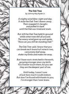 The Oak Tree - poem by Johnny Ray Ryder Jr. ~ inspirational ~ We are ...