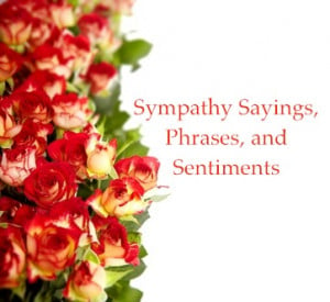 Sympathy sayings with roses in a bunch isolated on a white background
