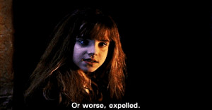 Whenever she name-calls Harry or Ron